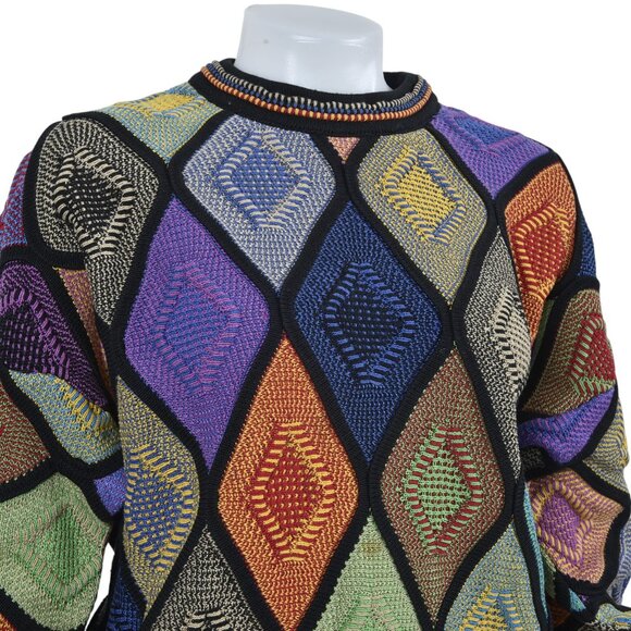 Vintage Sweater 90's Tundra Canada Knit 3D Diamond Coogie Style Large - Picture 2 of 10